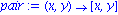 pair := proc (x, y) options operator, arrow; [x, y] end proc