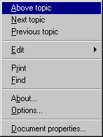 Default document pop-up menu