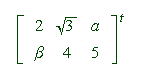 A matrix transpose using MathML content tags