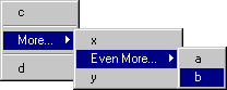 An author-defined pop-up menu