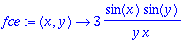 fce := proc (x, y) options operator, arrow; 3*sin(x...
